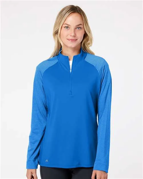 Adidas A521 Women's Stripe Block Quarter-Zip Pullover