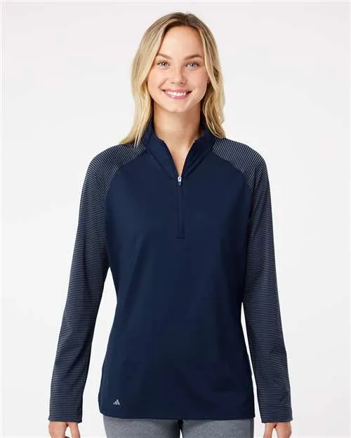 Adidas A521 Women's Stripe Block Quarter-Zip Pullover