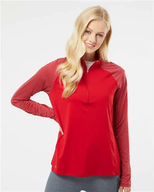 Adidas A521 Women's Stripe Block Quarter-Zip Pullover