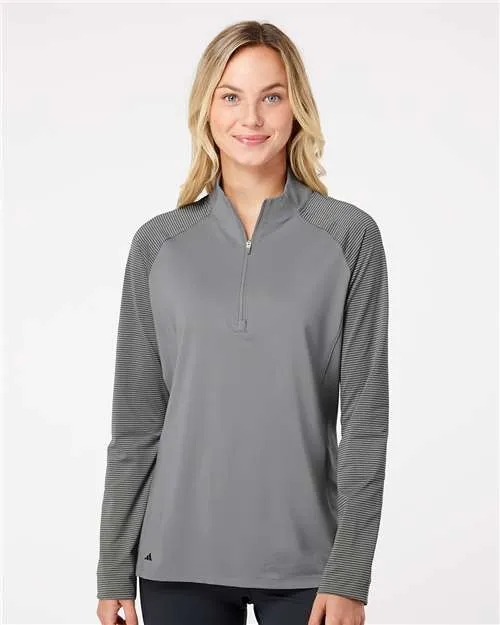 Adidas A521 Women's Stripe Block Quarter-Zip Pullover