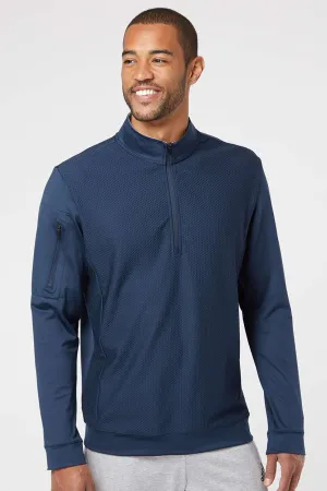 Adidas Mens Performance UPF 50  1/4 Zip Sweatshirt w/ Pocket - Collegiate Navy Blue