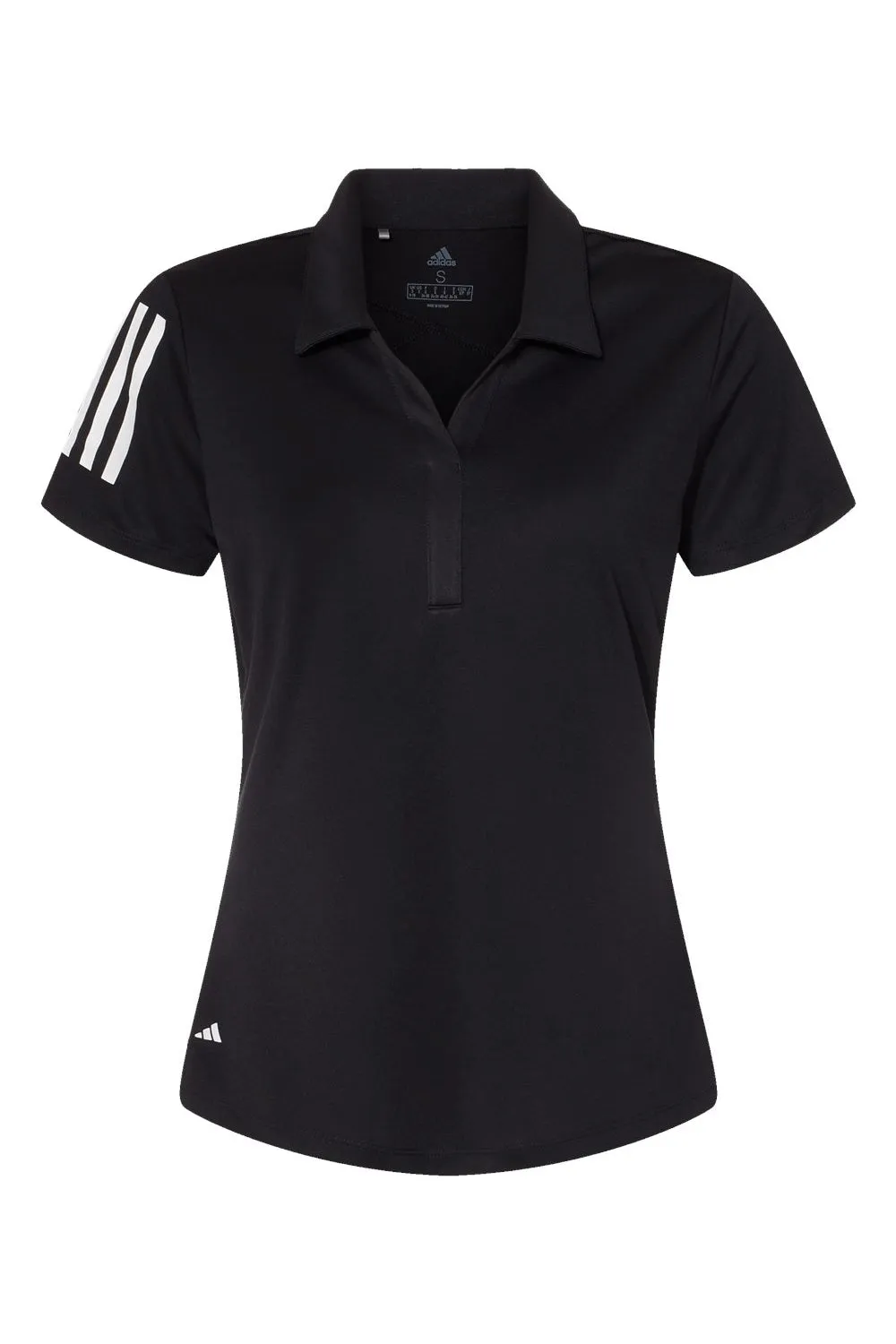 Adidas Womens Floating 3 UPF 50  Stripes Short Sleeve Polo Shirt - Black