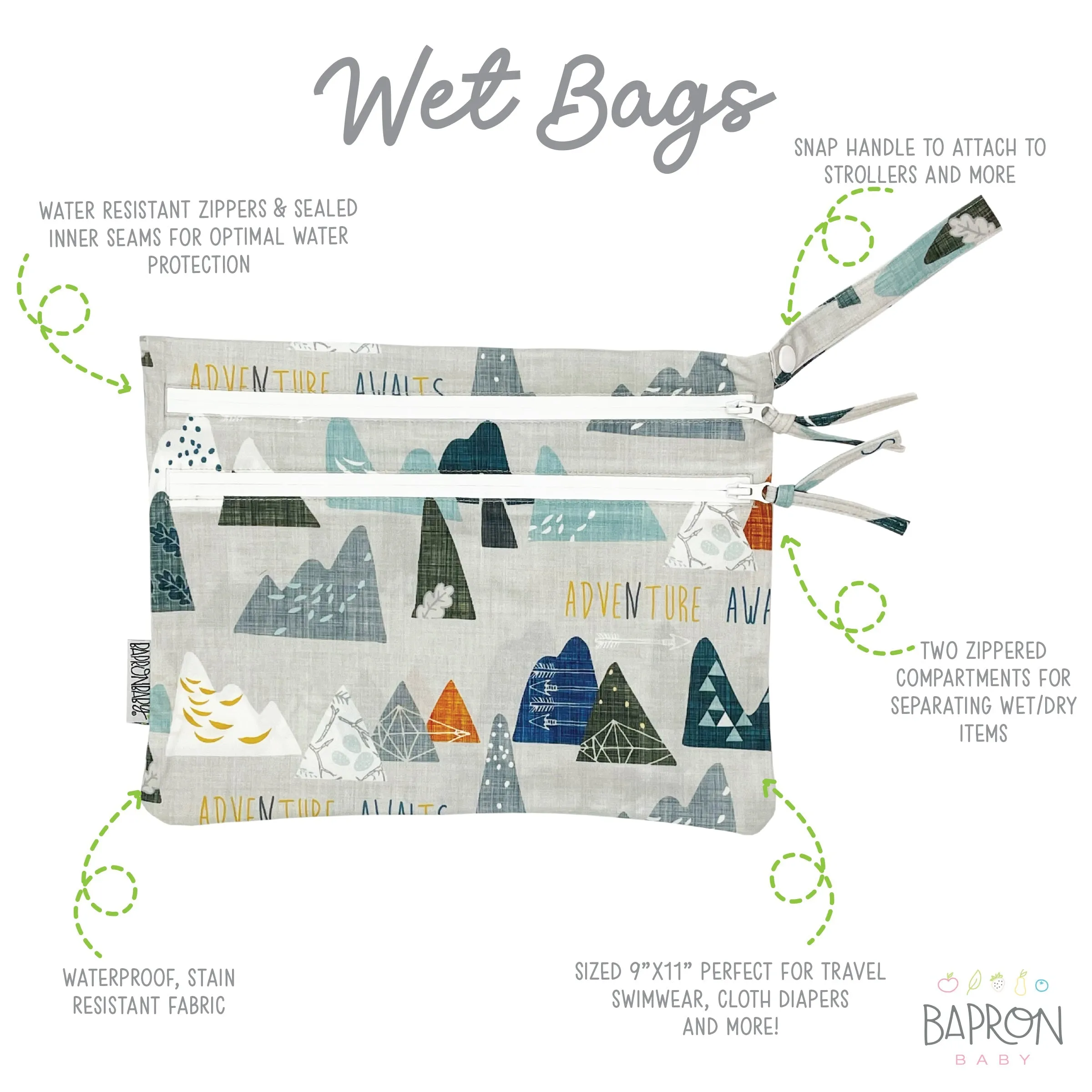 Adventure Awaits - Waterproof Wet Bag (for Mealtime, On-the-go, And More!) Babykids_Bapron-Baby