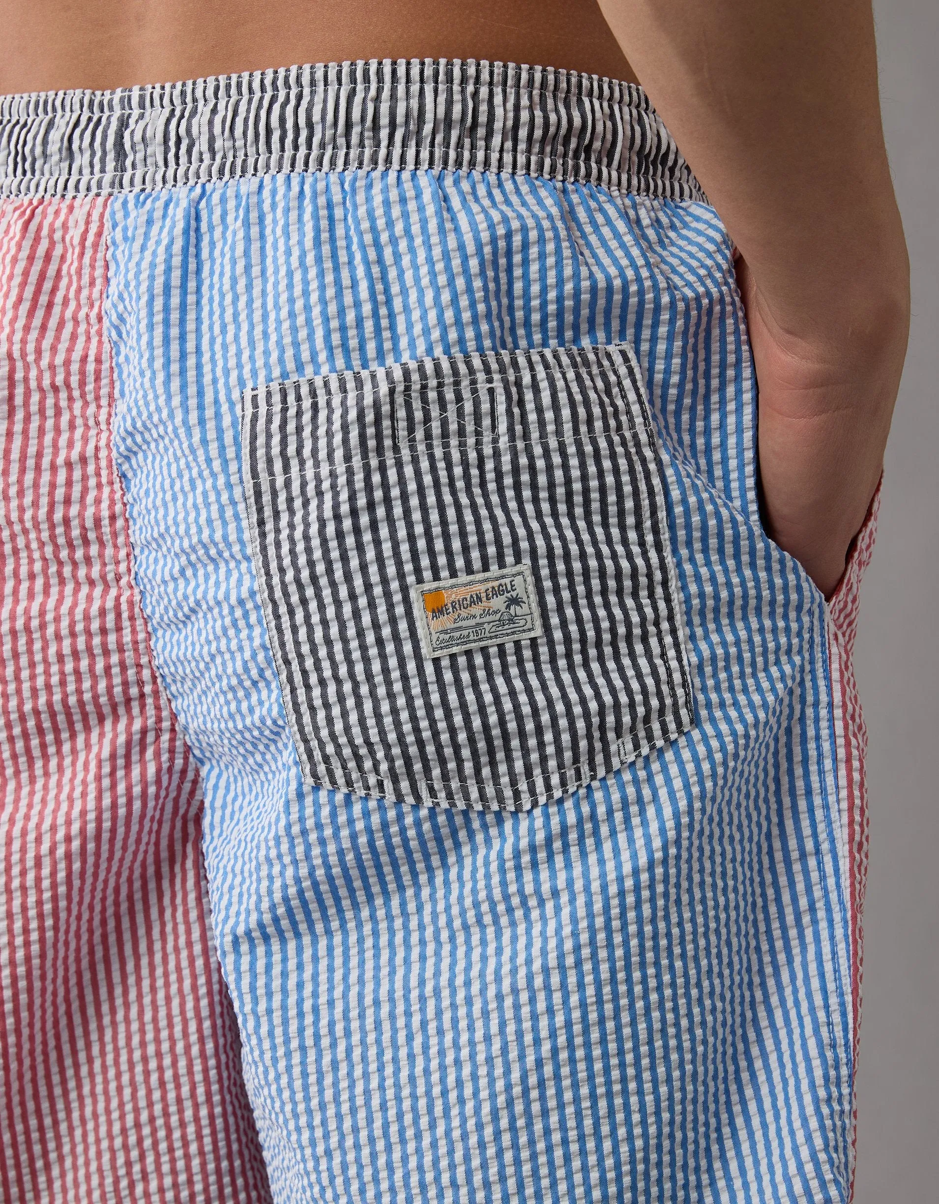 AE Colorblock Striped Flex 7" Swim Trunk