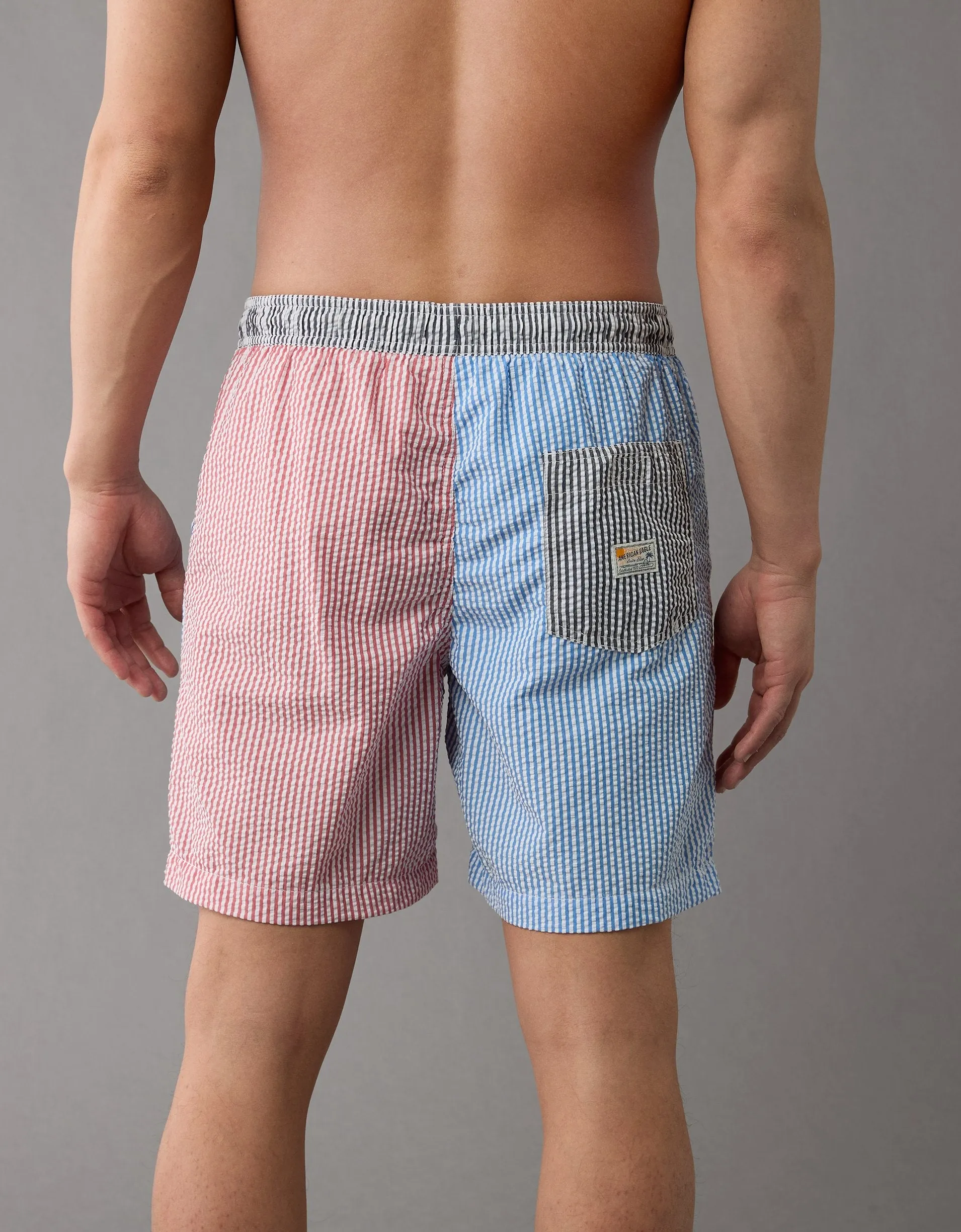 AE Colorblock Striped Flex 7" Swim Trunk