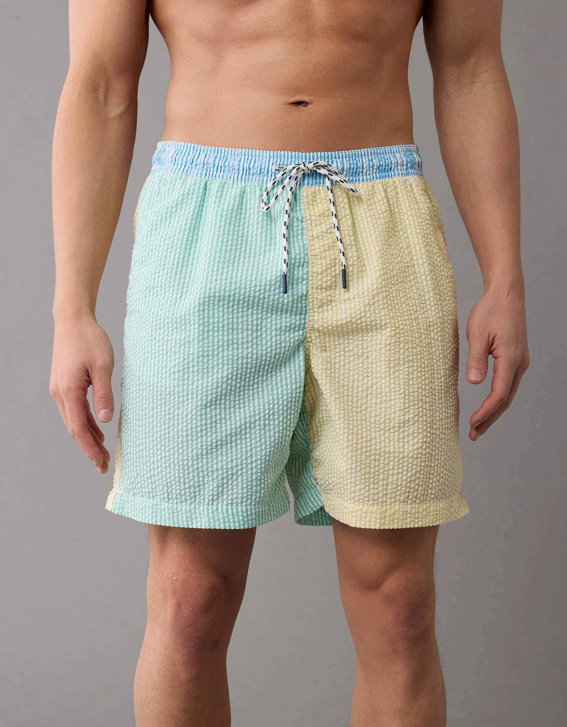 AE Colorblock Striped Flex 7" Swim Trunk