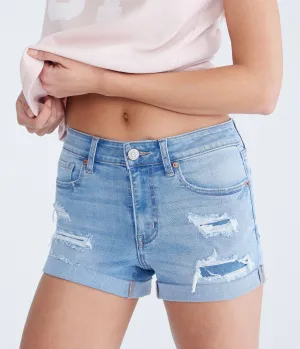 Aeropostale Premium Seriously Stretchy High-Rise Denim Midi Shorts