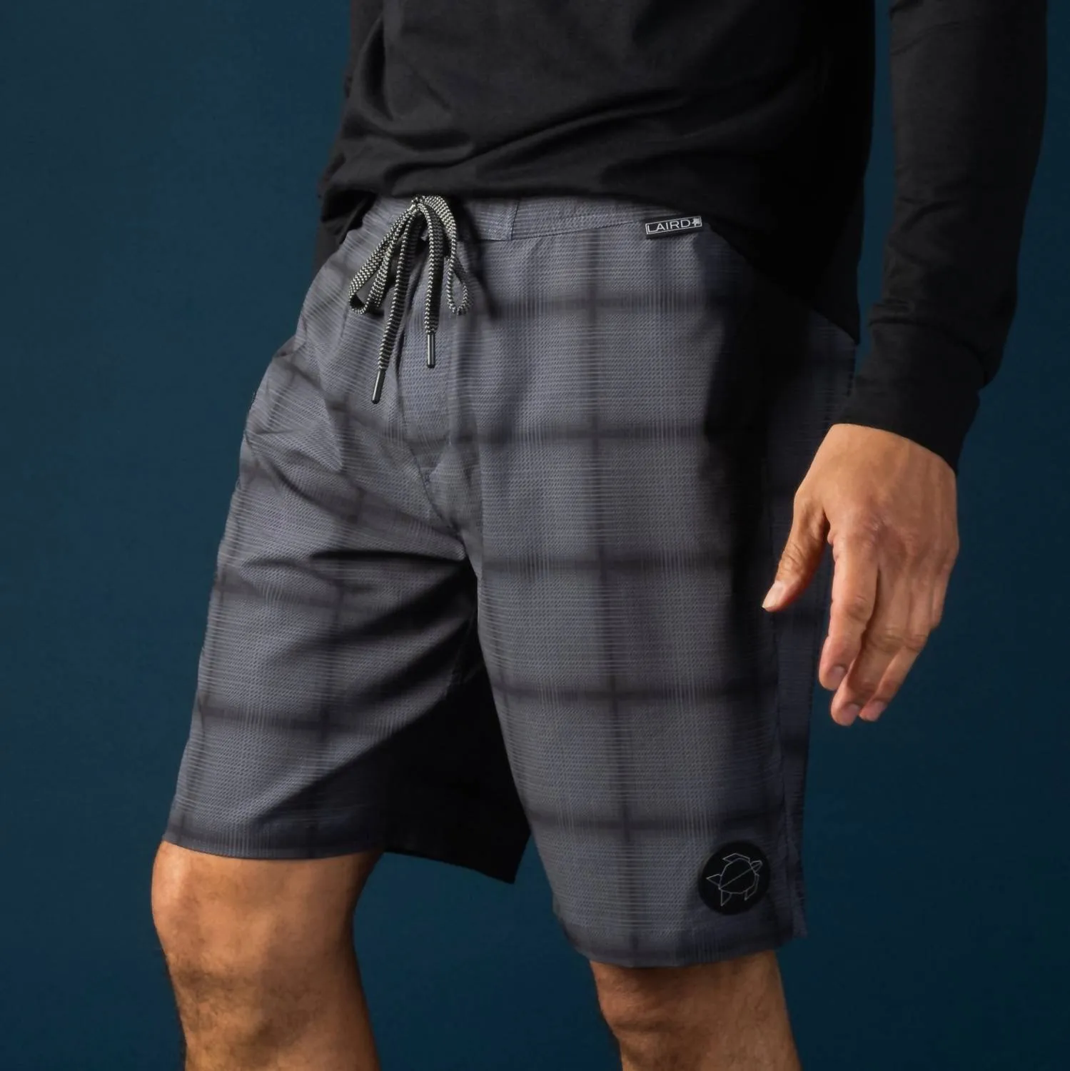 Air Performance Workout Boardshort In Graphite Plaid