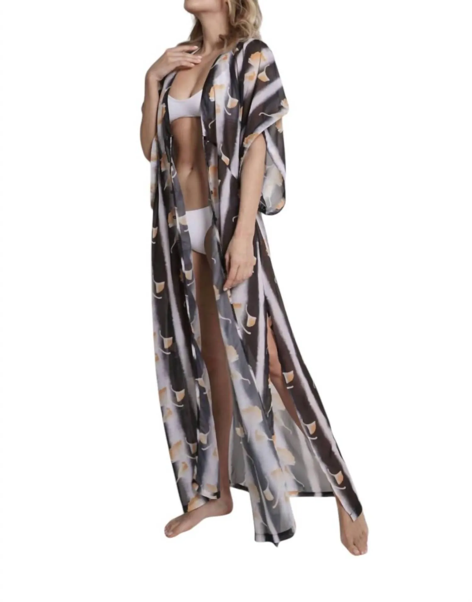 Amber Maxi Kaftan Beach Cover Up In Black