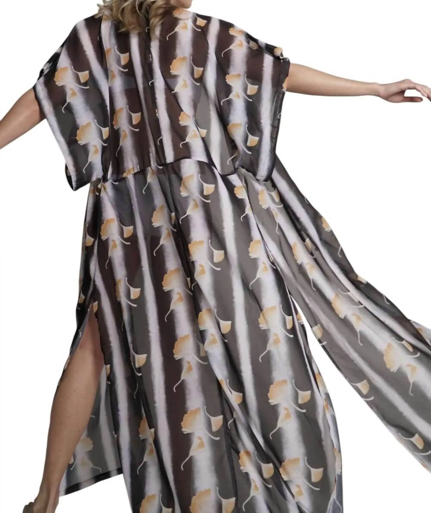 Amber Maxi Kaftan Beach Cover Up In Black