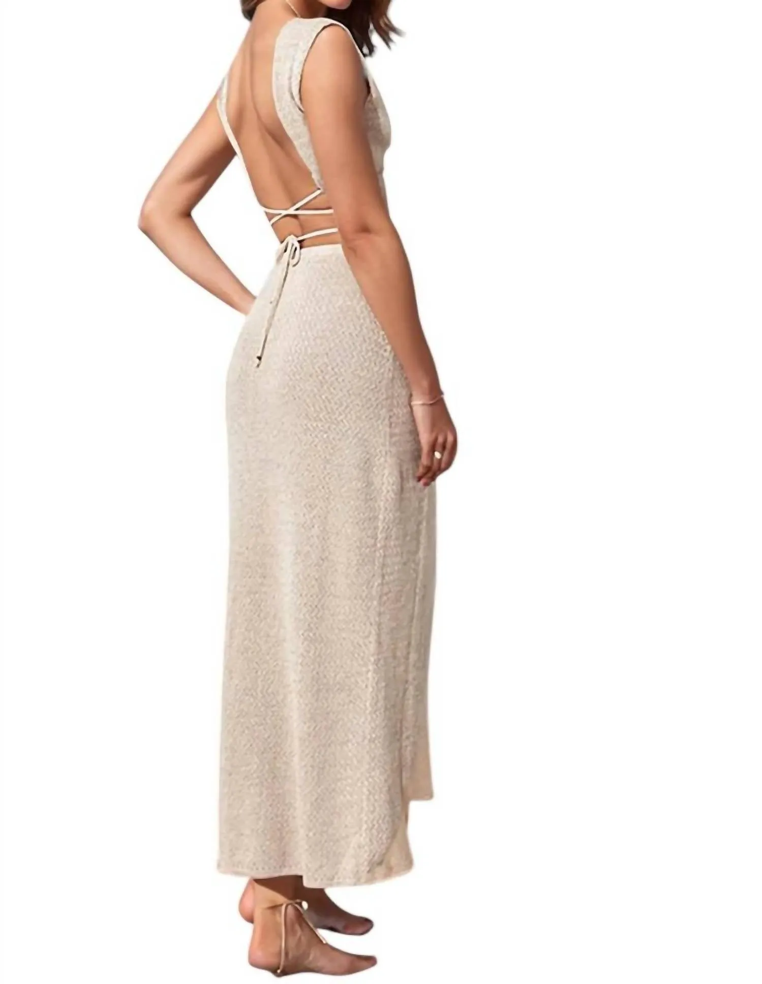 Ariel Knit Swimwear Cover Up Skirt Set In Khaki