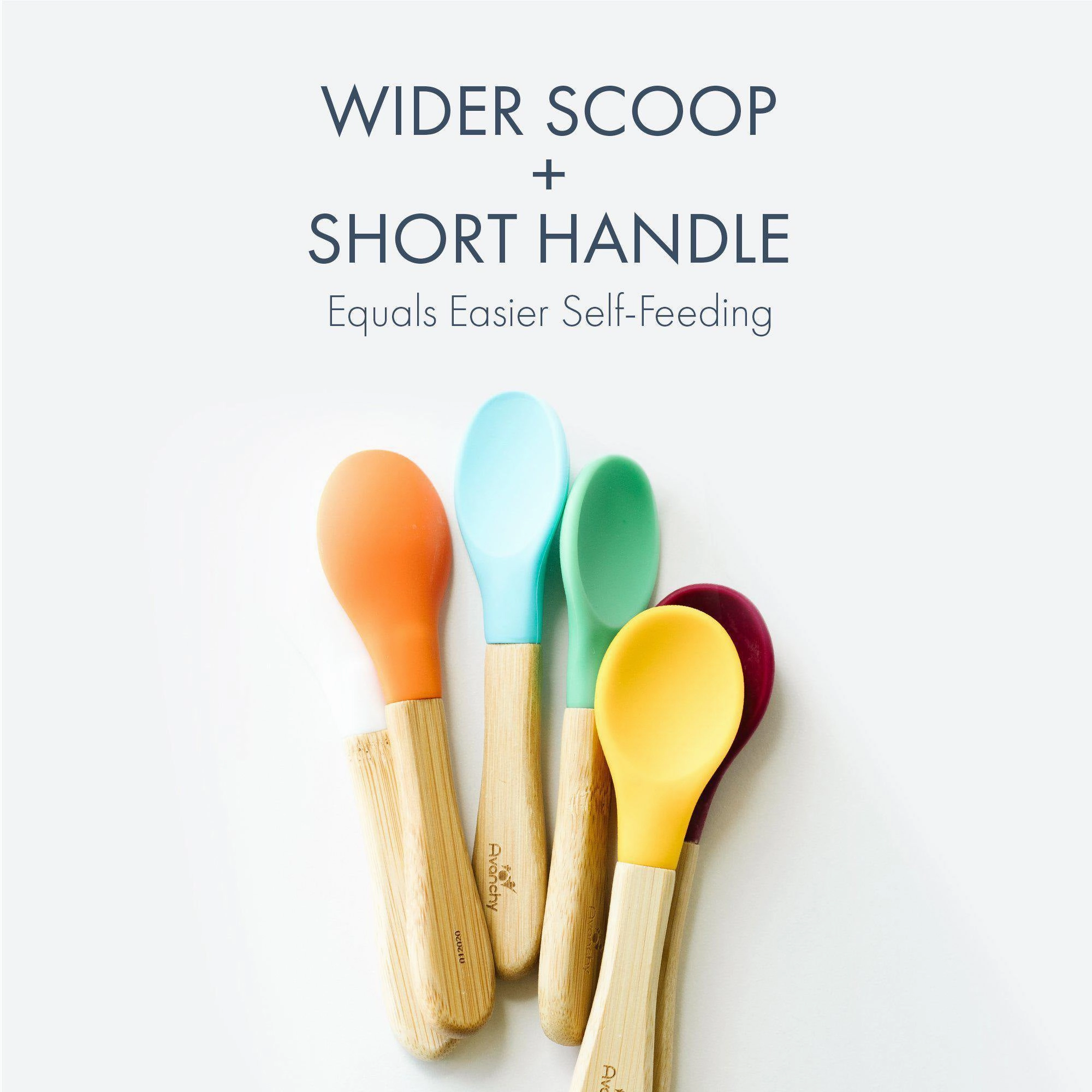 Avanchy Bamboo Baby Spoons - Pack of 5 - Blue (6m )
