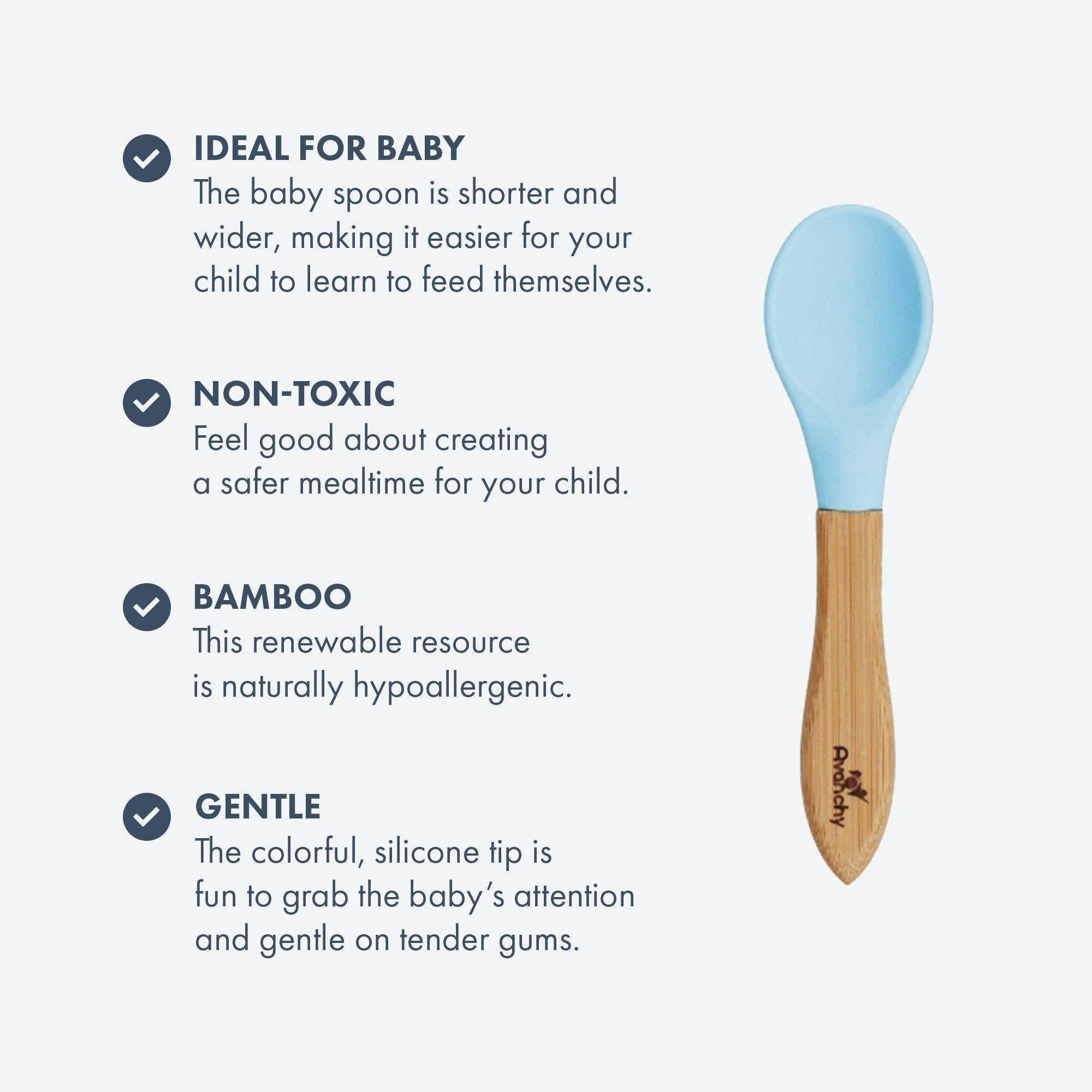 Avanchy Bamboo Baby Spoons - Pack of 5 - Blue (6m )