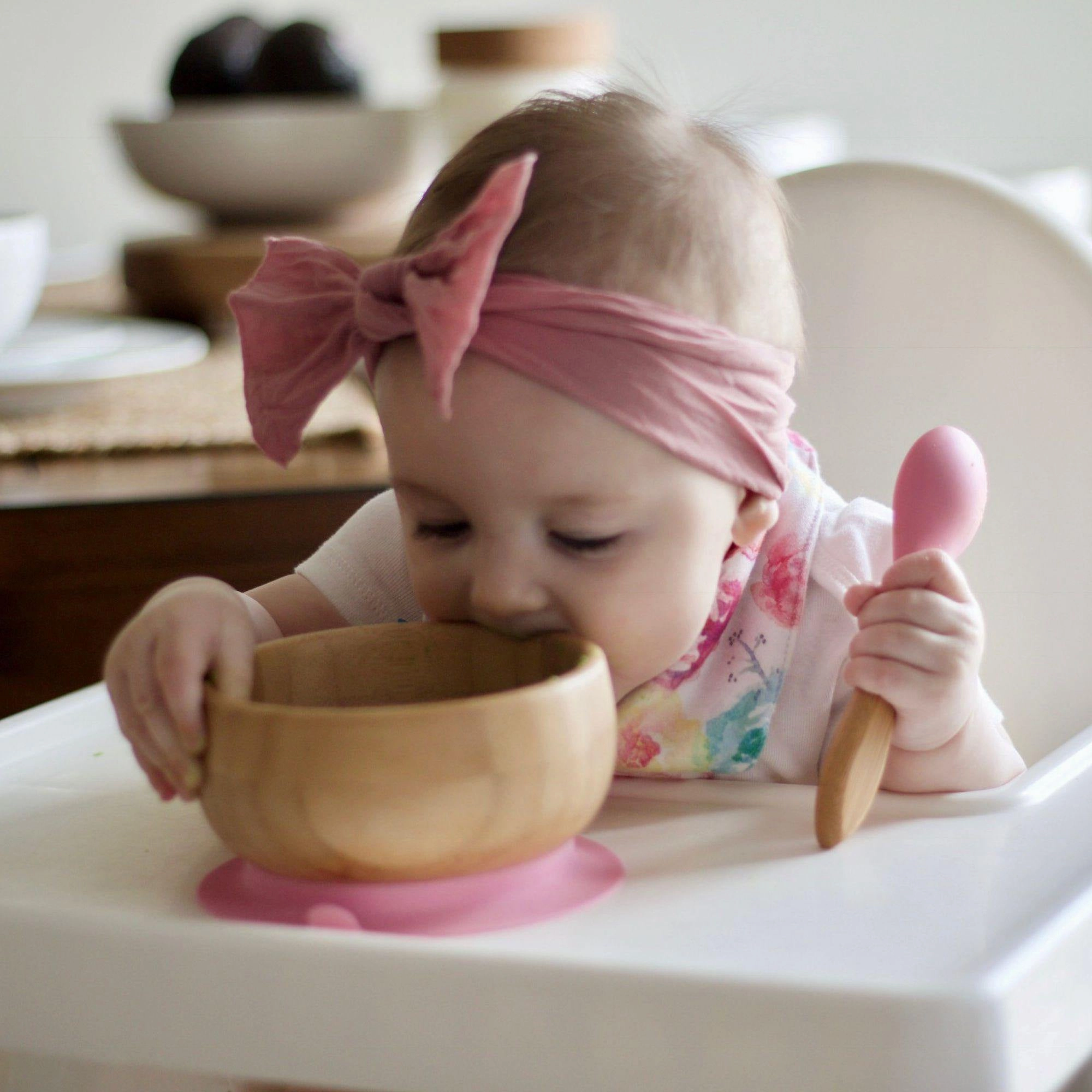 Avanchy Bamboo Suction Baby Bowl   Spoon - Blue