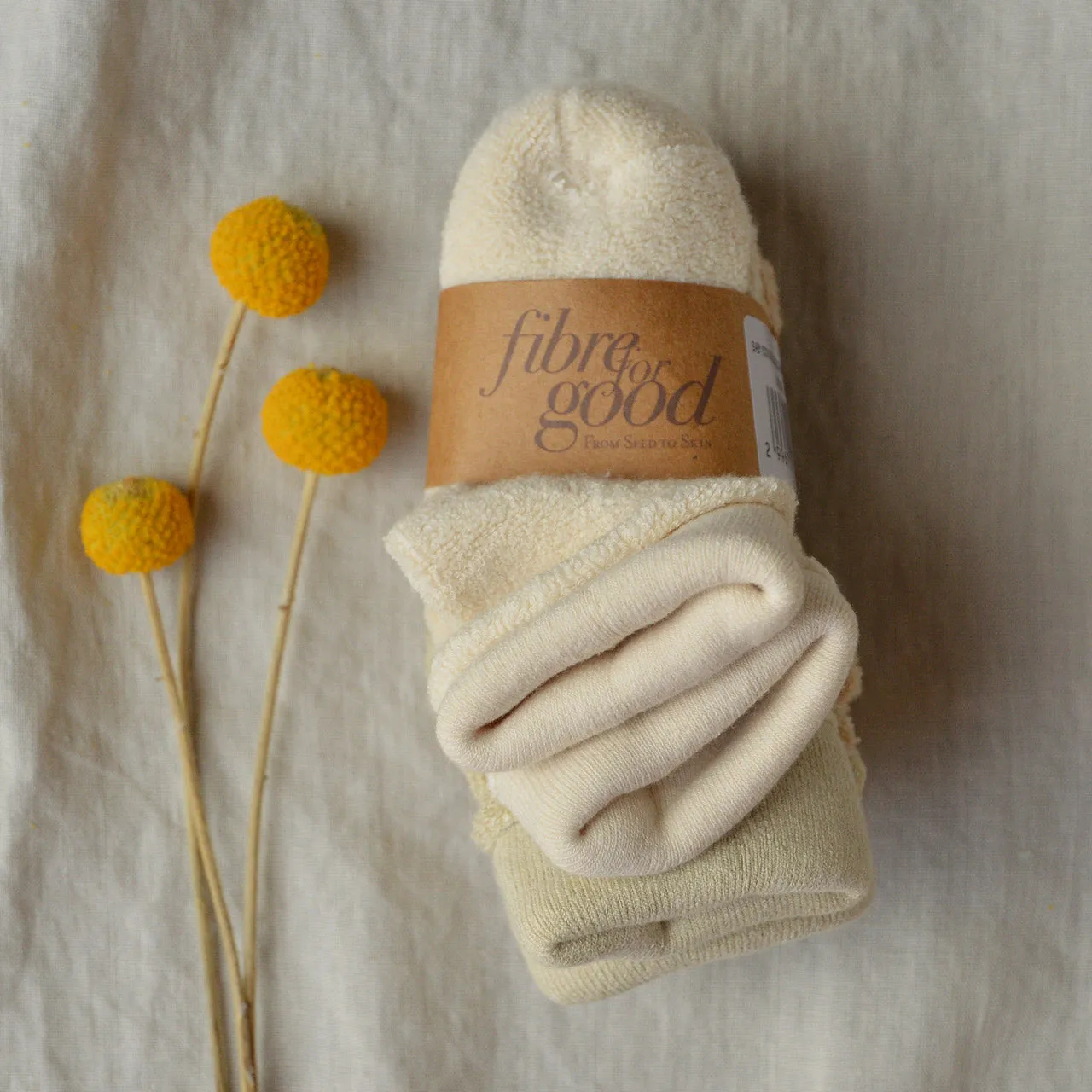 Baby Socks 3 Pack - Undyed Organic Heirloom Cotton Terry (0-18m)