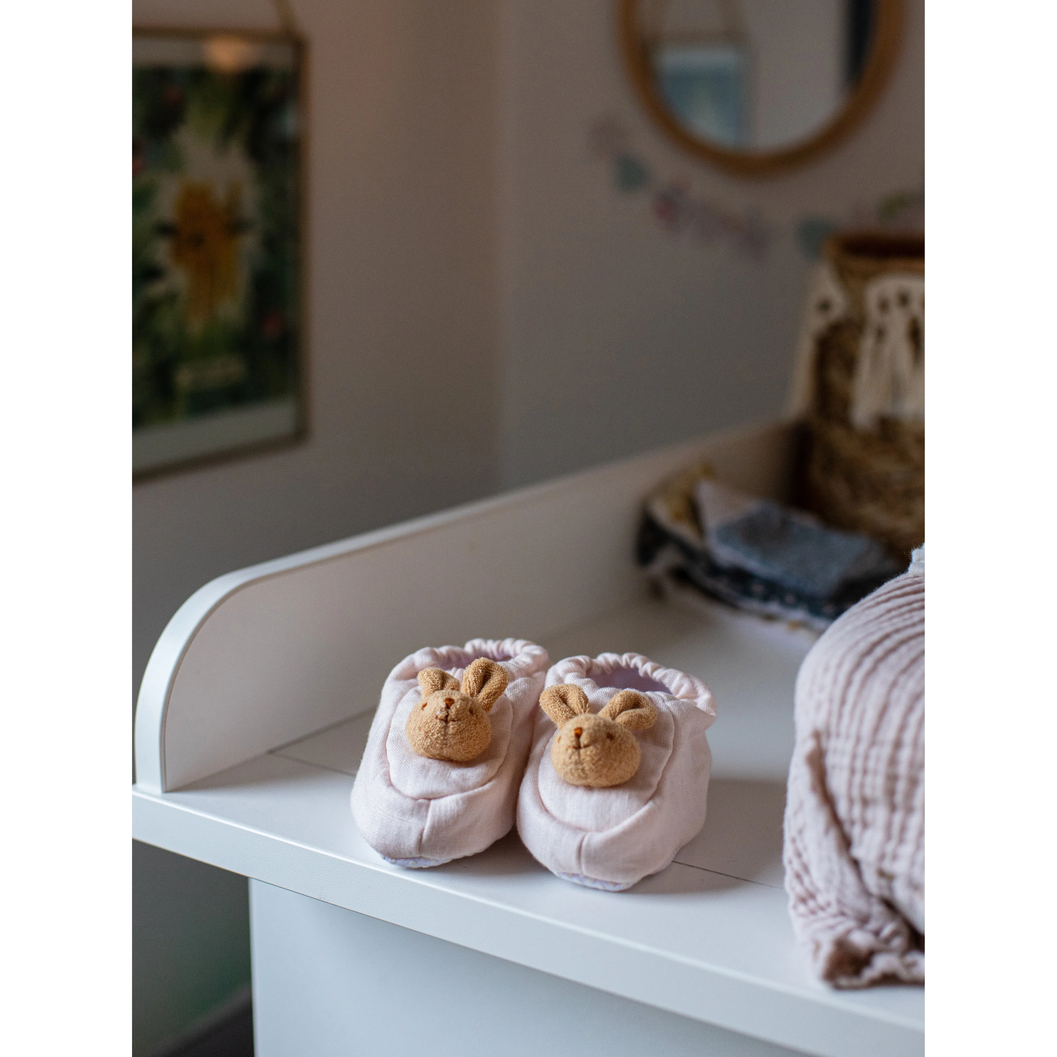 Babykids_Trousselier_Toys Trousselier Slippers Bunny 0-2 Years - Pouder Pink Linen