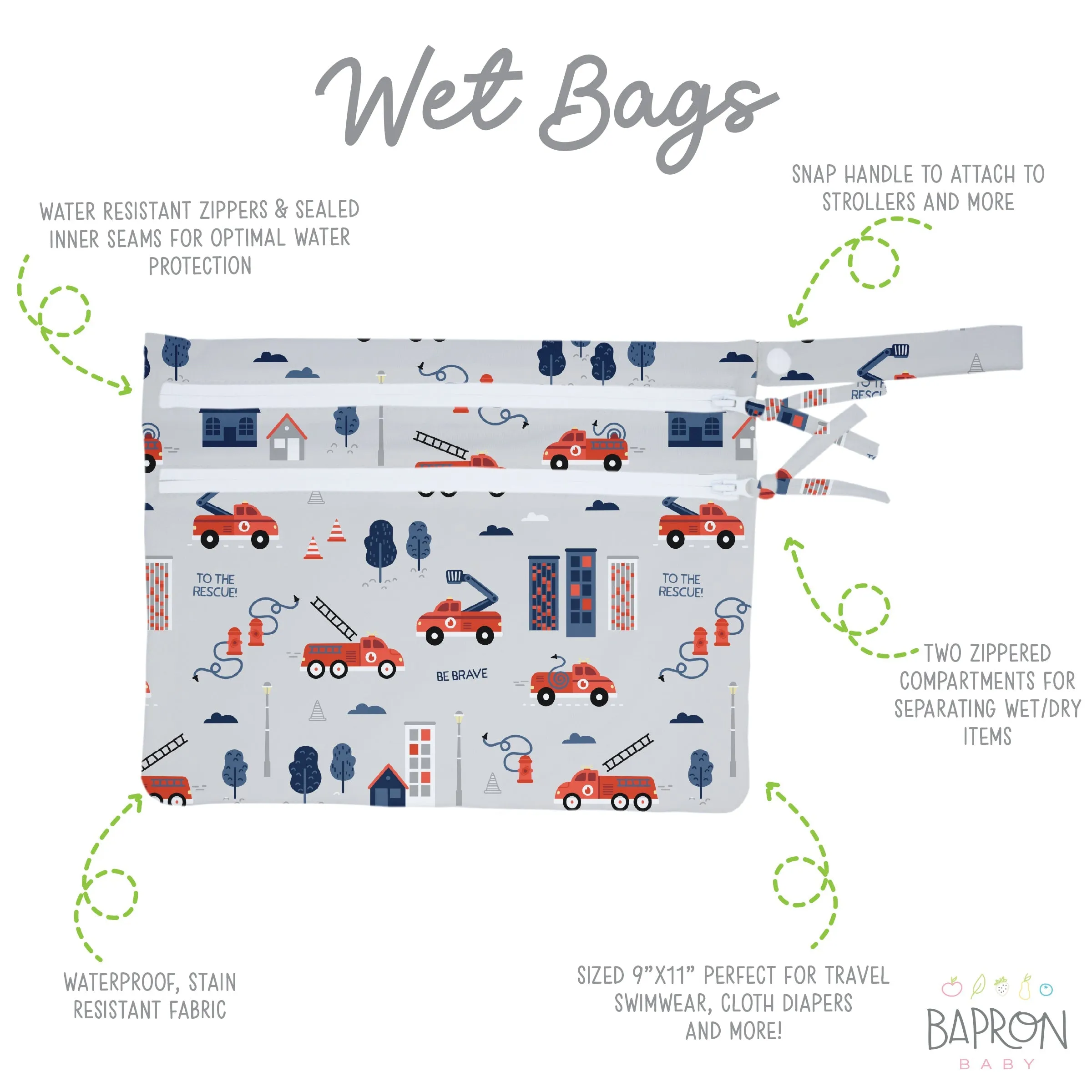 Be Brave - Firefighter - Waterproof Wet Bag (for Mealtime, On-the-go, And More!) Sale Babykids_Bapron-Baby