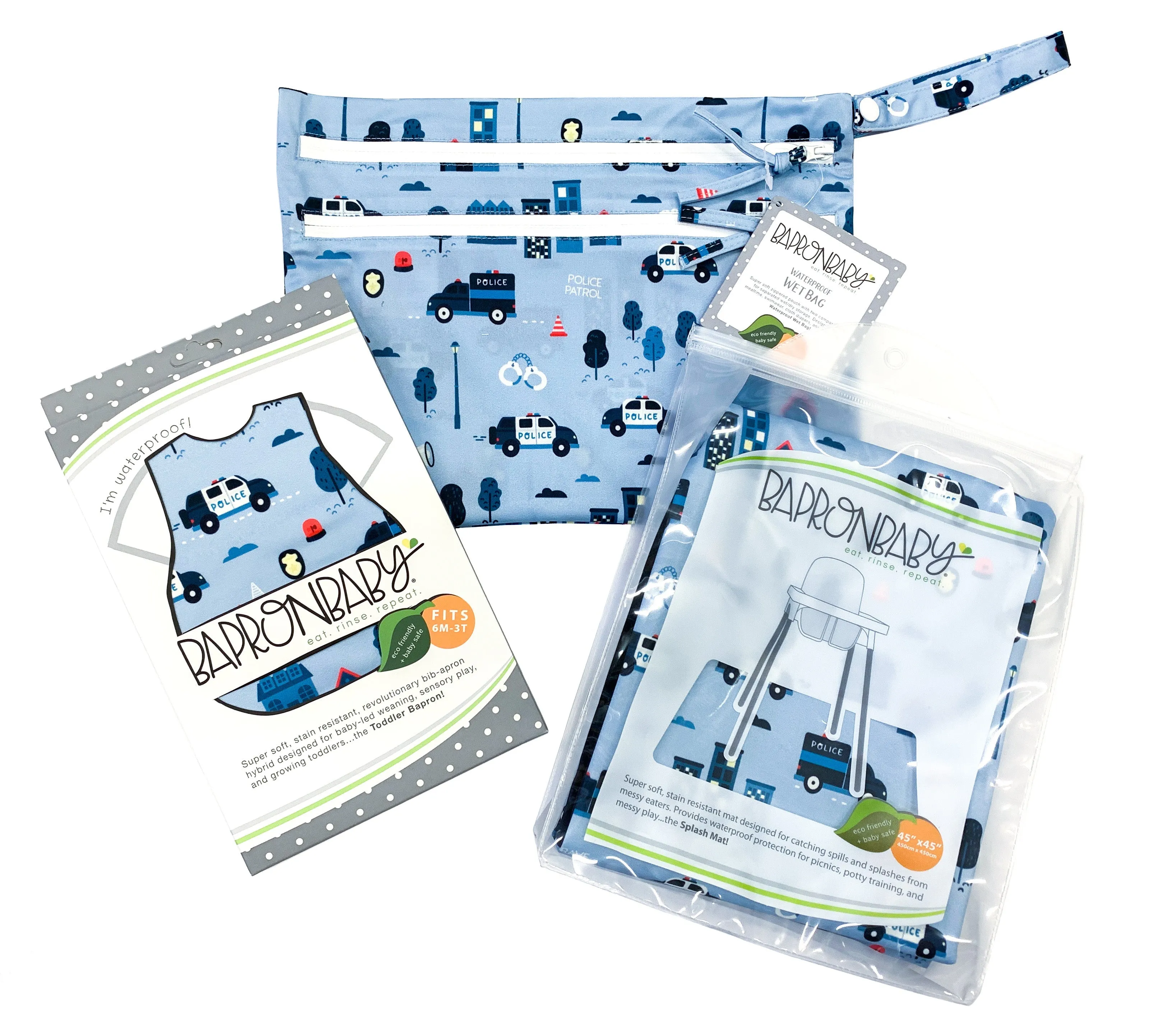 Be Brave - Police Patrol - Waterproof Wet Bag (for Mealtime, On-the-go, And More!) Babykids_Bapron-Baby