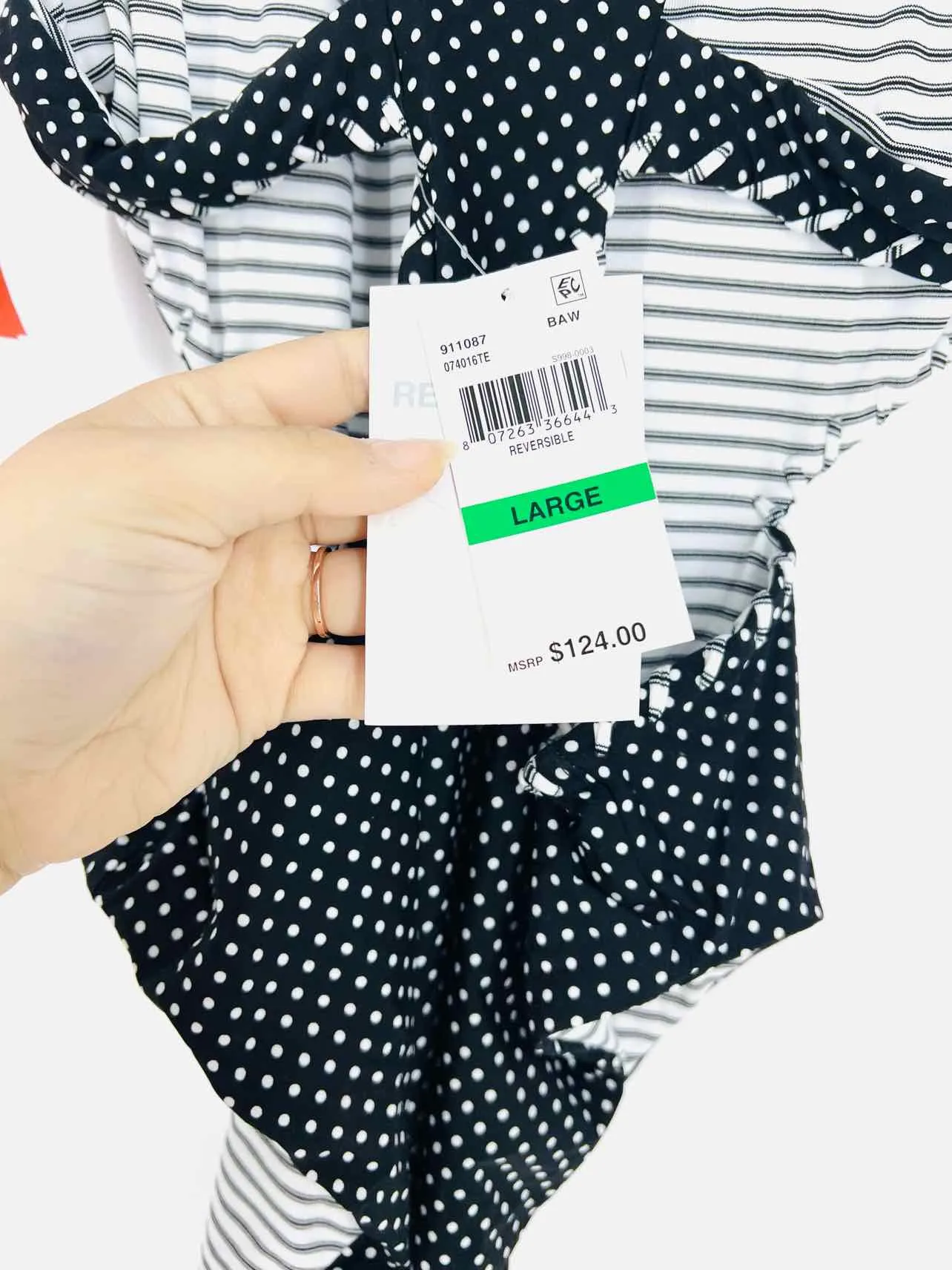 Becca Size L Black/White Polka Dot Stripe NEW Swimwear Swimsuit