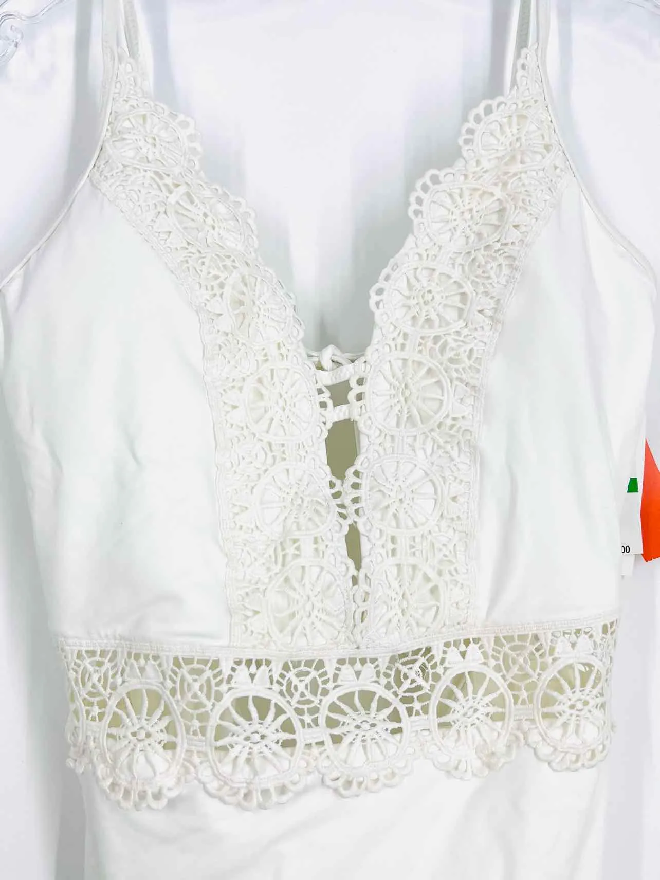 Becca Size L White Crocheted Trim NEW Swimwear Swimsuit
