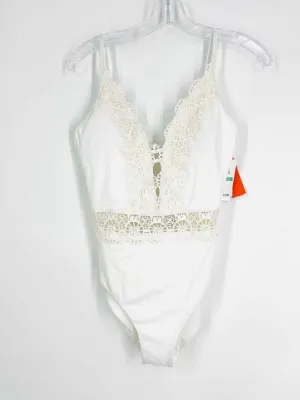 Becca Size L White Crocheted Trim NEW Swimwear Swimsuit