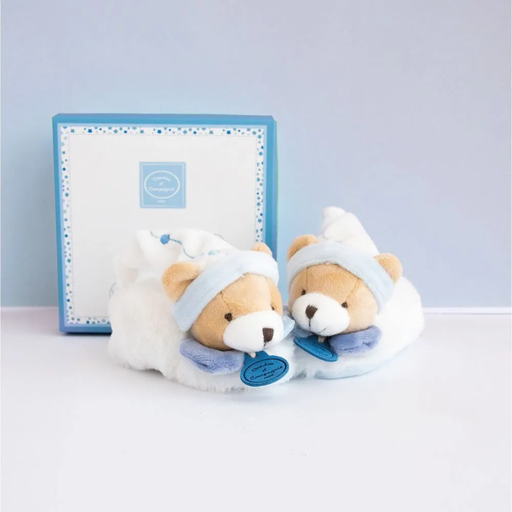 Blue Bear Baby Booties With Rattle Babykids_Doudou-Et-Compagnie