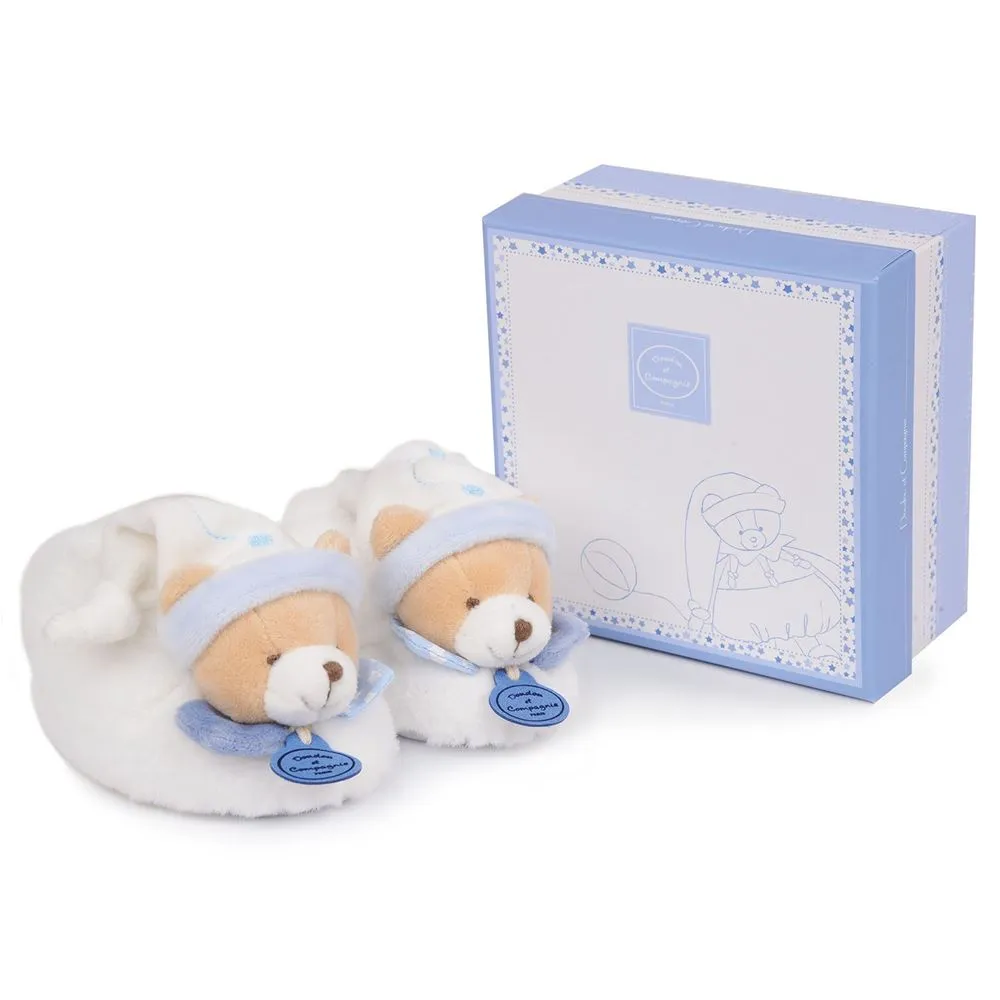 Blue Bear Baby Booties With Rattle Babykids_Doudou-Et-Compagnie