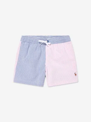 Boys Seersucker Swim Shorts in Multicolour