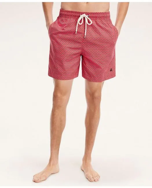 Brooks Brothers Men's Paisley Print Swim Trunks Red Brooks Brothers