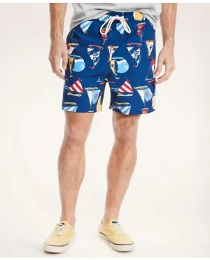Brooks Brothers Men's Sail Boat Print Swim Trunks Navy Brooks Brothers