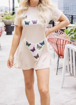 Butterfly Bikini Cover Up In White