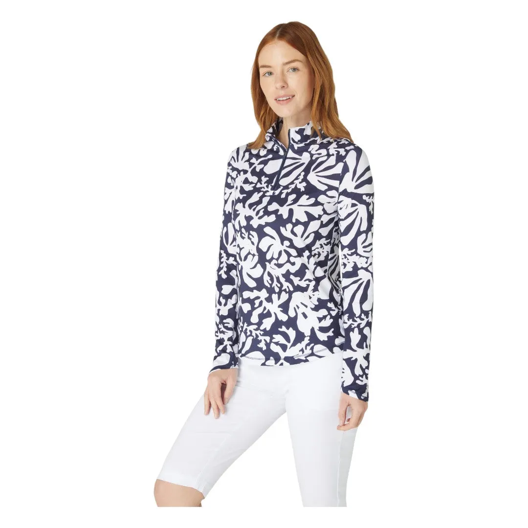 Callaway Ladies Abstract Floral Sun Protection Golf Top CGKSF400