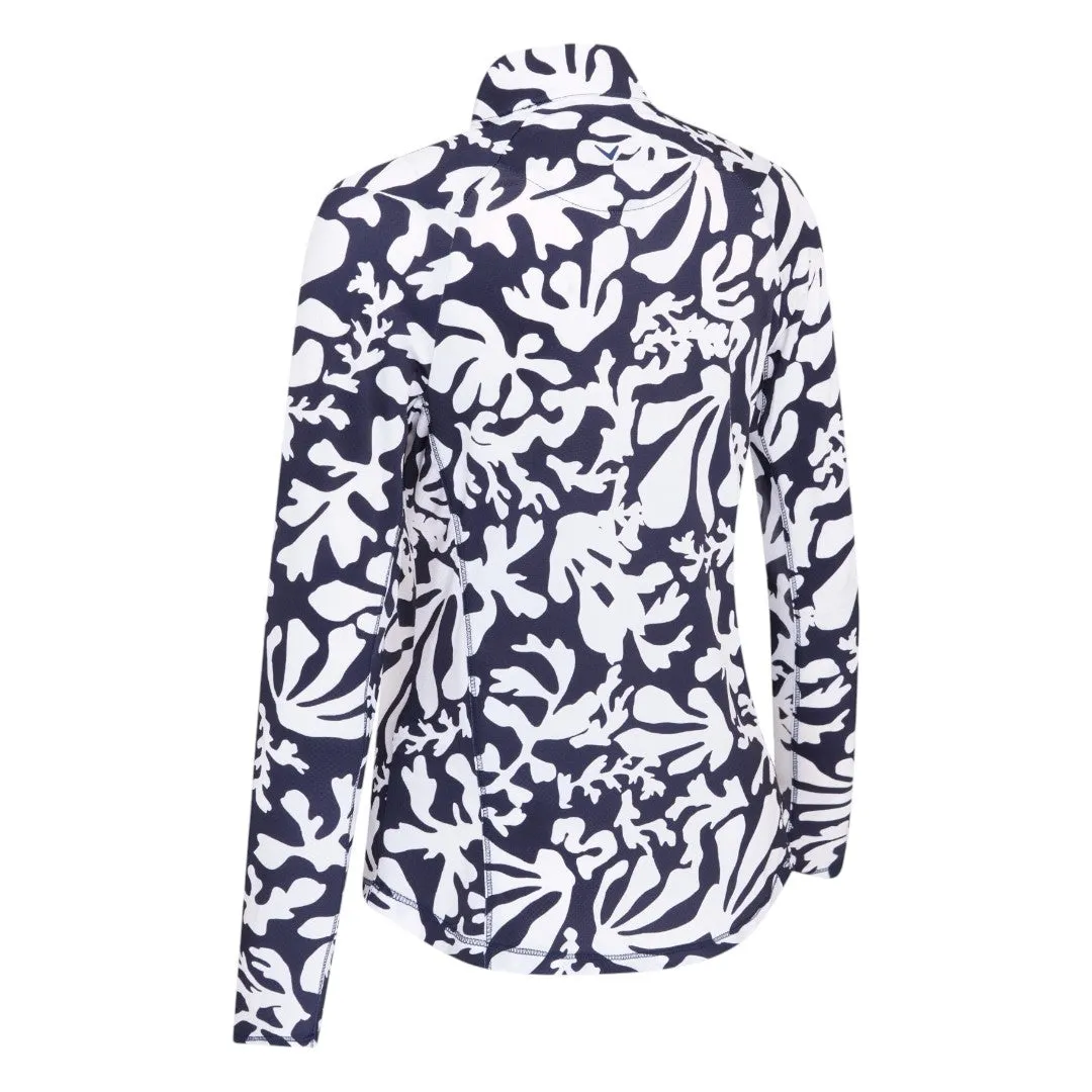 Callaway Ladies Abstract Floral Sun Protection Golf Top CGKSF400