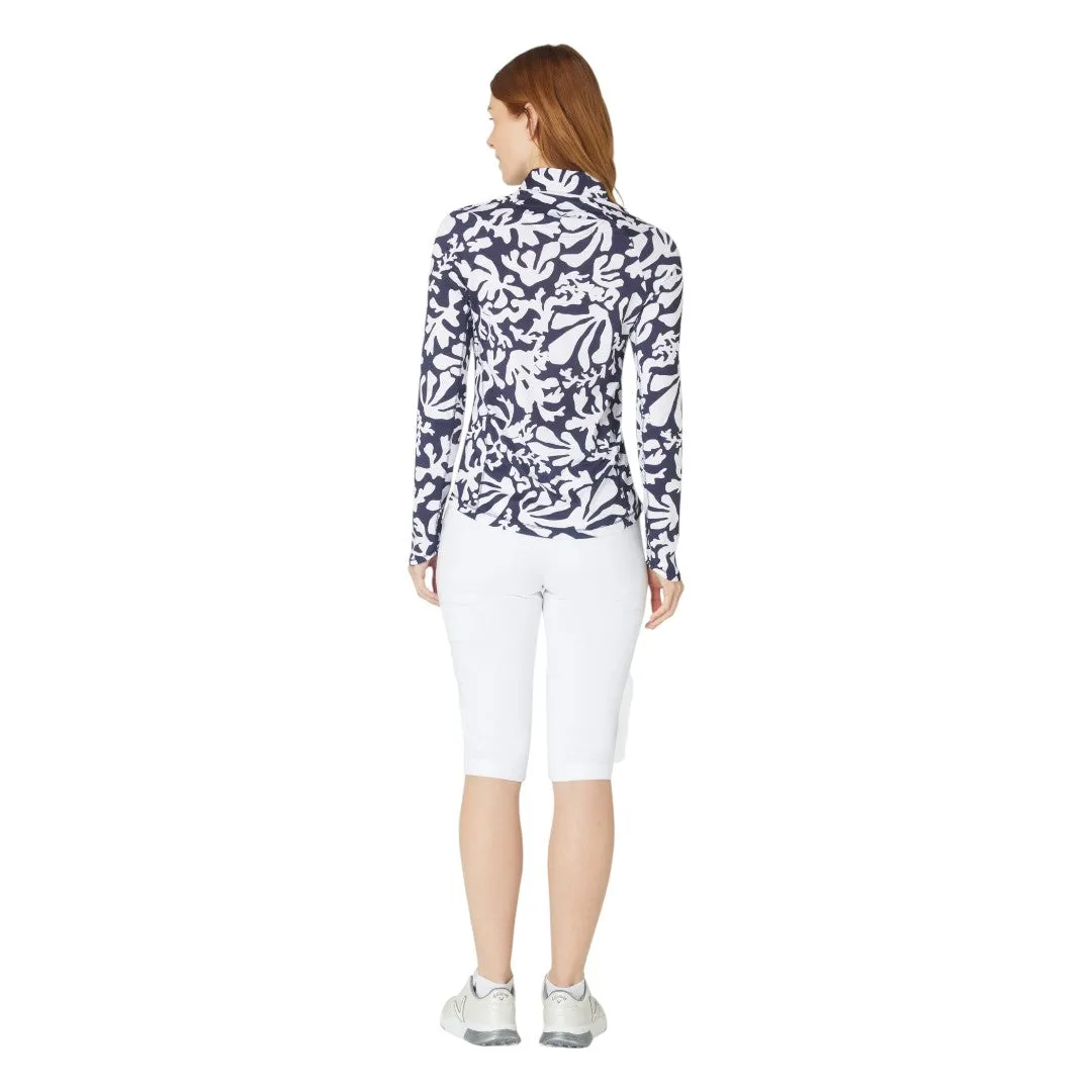 Callaway Ladies Abstract Floral Sun Protection Golf Top CGKSF400