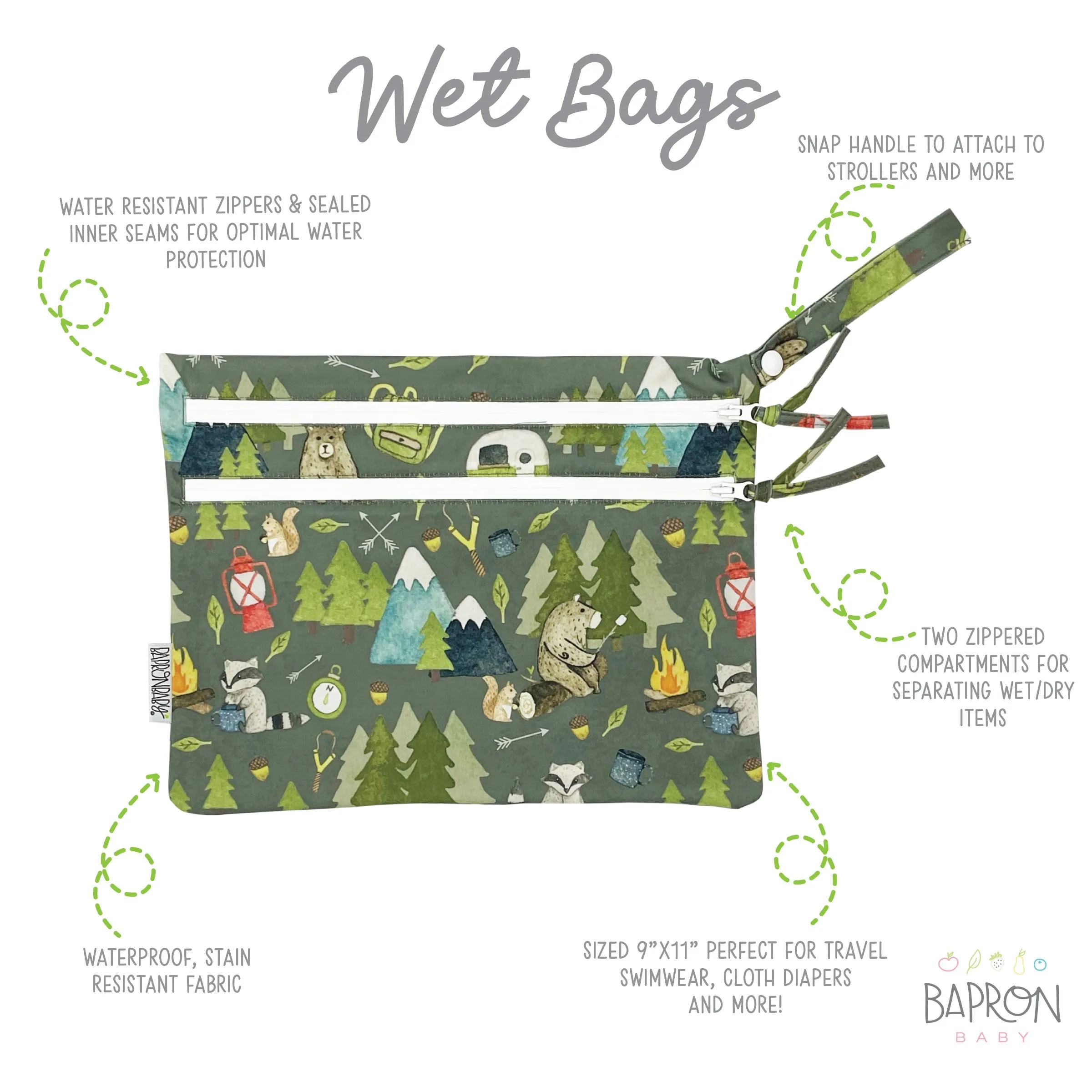 Camping Bears - Waterproof Wet Bag (for Mealtime, On-the-go, And More!) Babykids_Bapron-Baby