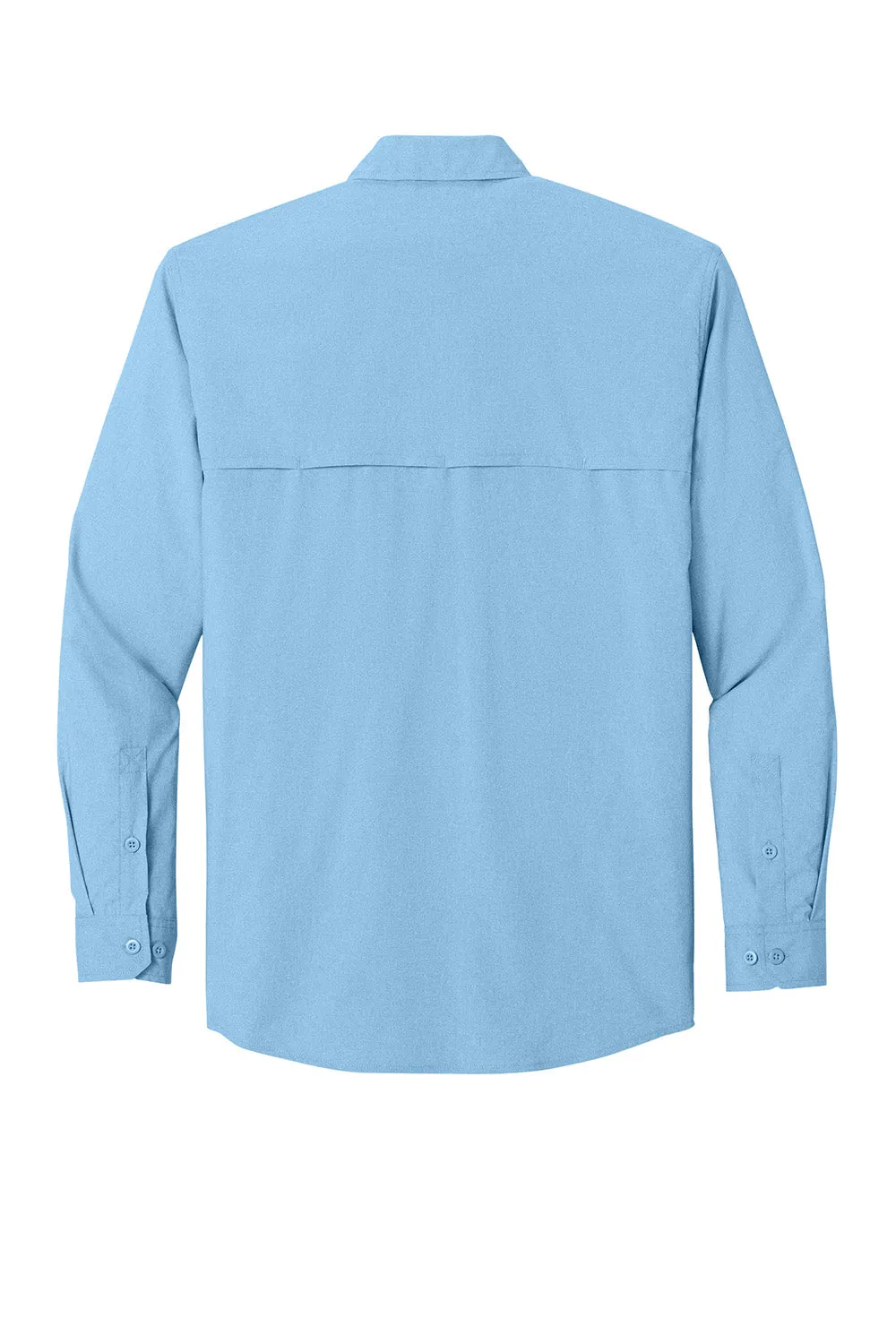 Carhartt Mens Force Sun Defender Moisture Wicking Long Sleeve Button Down Shirt w/ Double Pockets - Fresh Water Blue