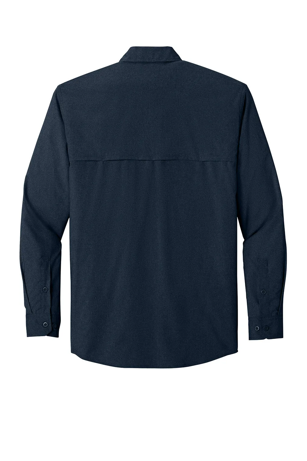 Carhartt Mens Force Sun Defender Moisture Wicking Long Sleeve Button Down Shirt w/ Double Pockets - Navy Blue