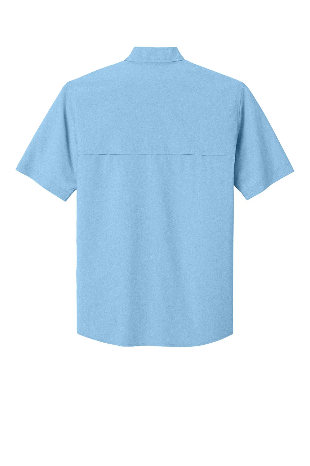 Carhartt Mens Force Sun Defender Moisture Wicking Short Sleeve Button Down Shirt w/ Double Pockets - Fresh Water Blue