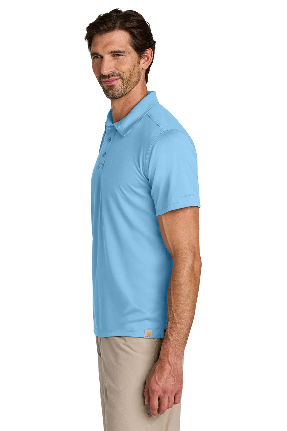 Carhartt Mens Force Sun Defender Moisture Wicking Short Sleeve Polo Shirt - Fresh Water Blue