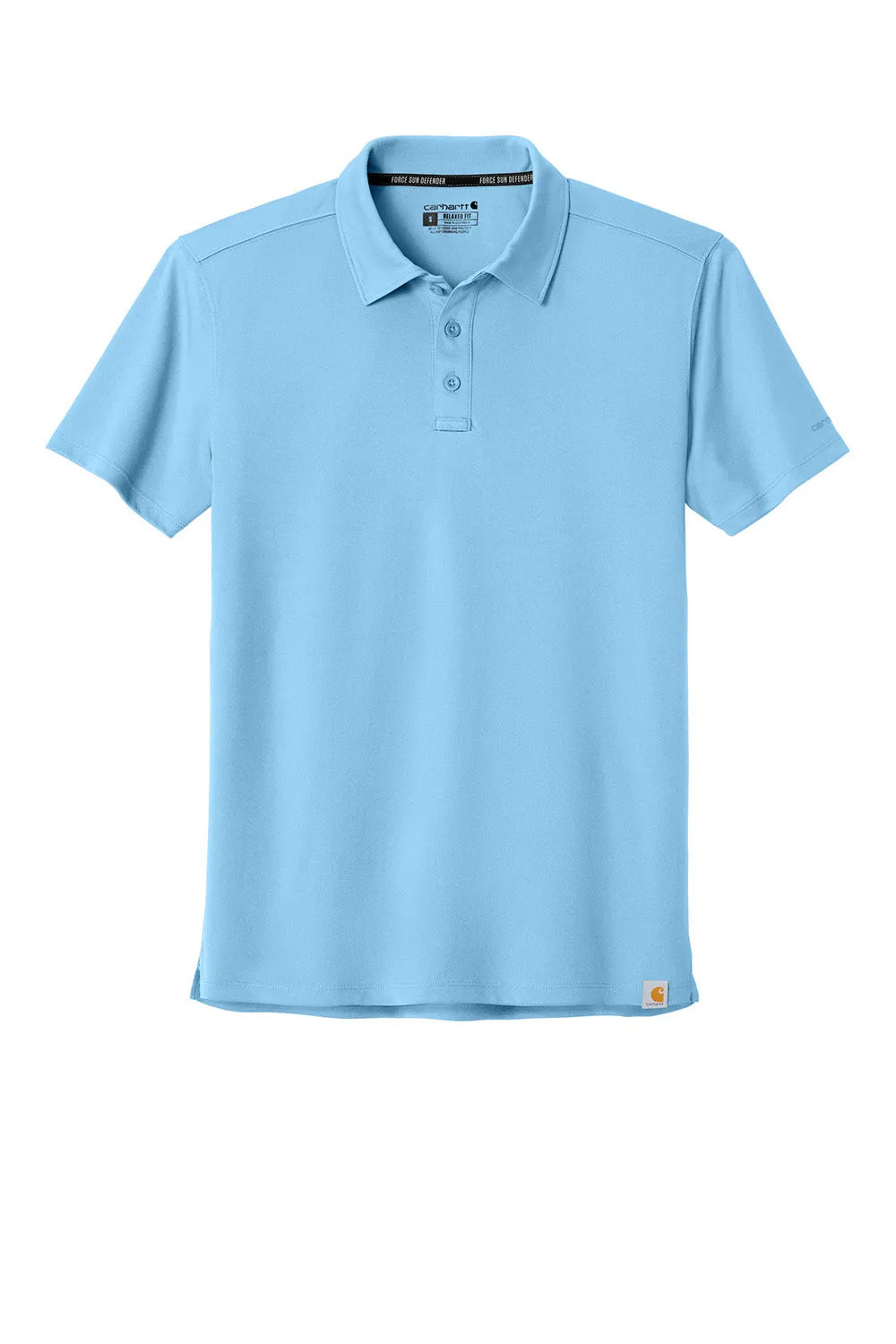 Carhartt Mens Force Sun Defender Moisture Wicking Short Sleeve Polo Shirt - Fresh Water Blue