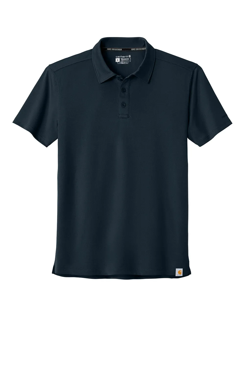 Carhartt Mens Force Sun Defender Moisture Wicking Short Sleeve Polo Shirt - Navy Blue