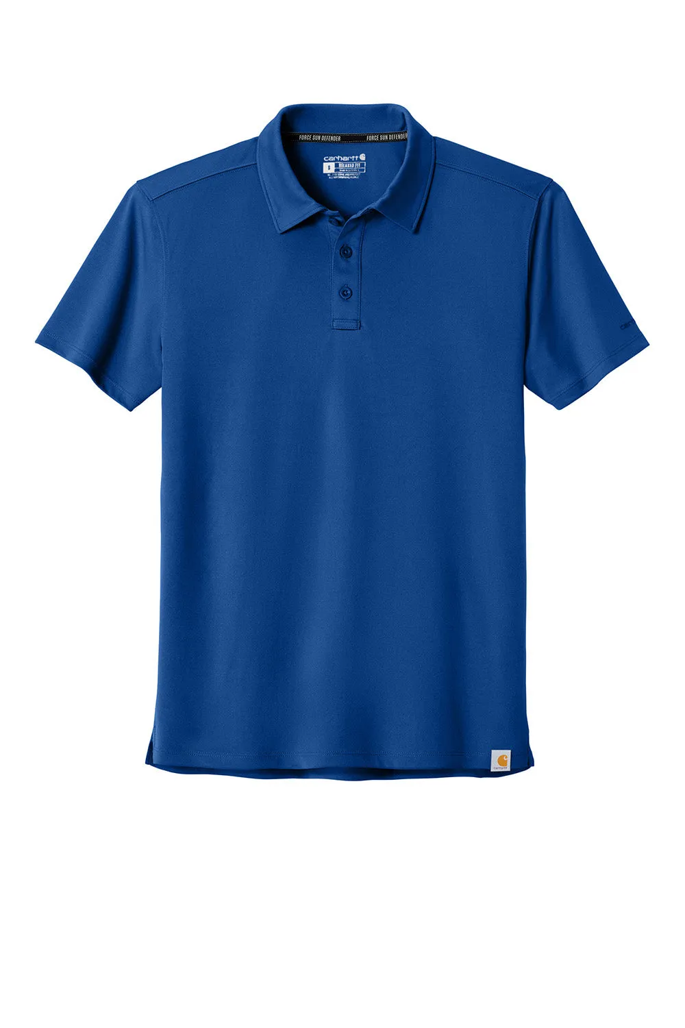 Carhartt Mens Force Sun Defender Moisture Wicking Short Sleeve Polo Shirt - Royal Glass Blue