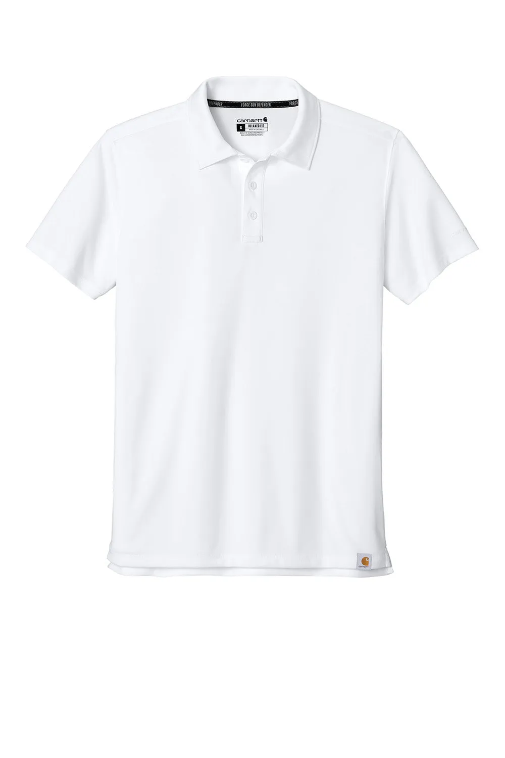 Carhartt Mens Force Sun Defender Moisture Wicking Short Sleeve Polo Shirt - White
