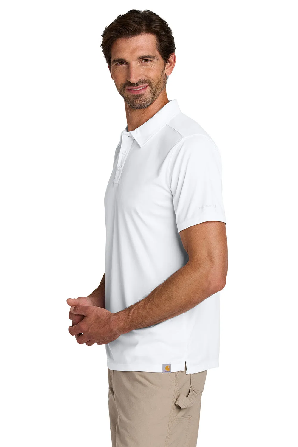 Carhartt Mens Force Sun Defender Moisture Wicking Short Sleeve Polo Shirt - White