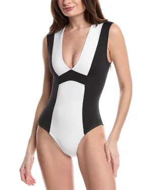 Carmen Marc Valvo Plunge One-Piece
