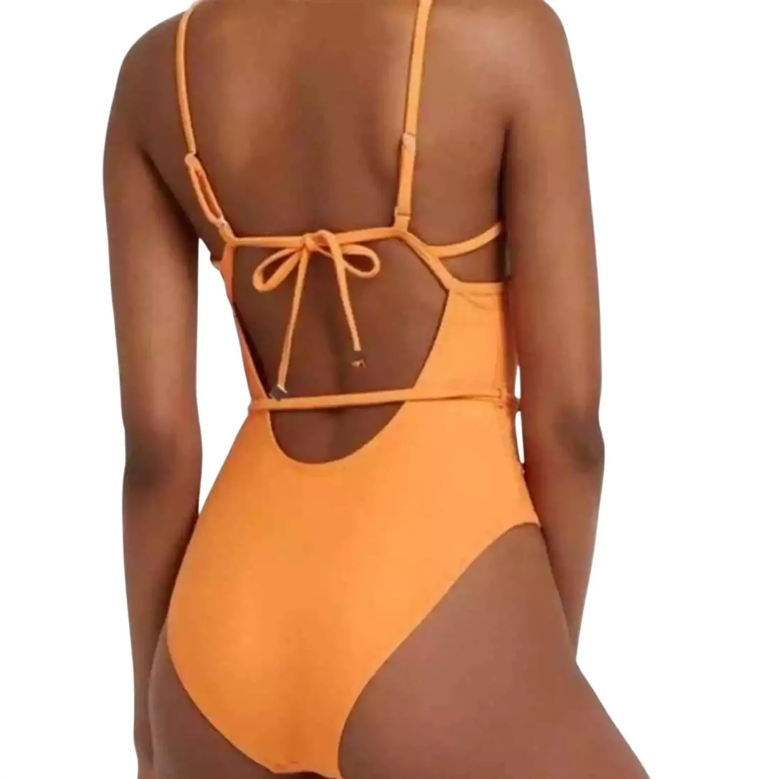 Chain Detail Plunge Swimsuit In Orange
