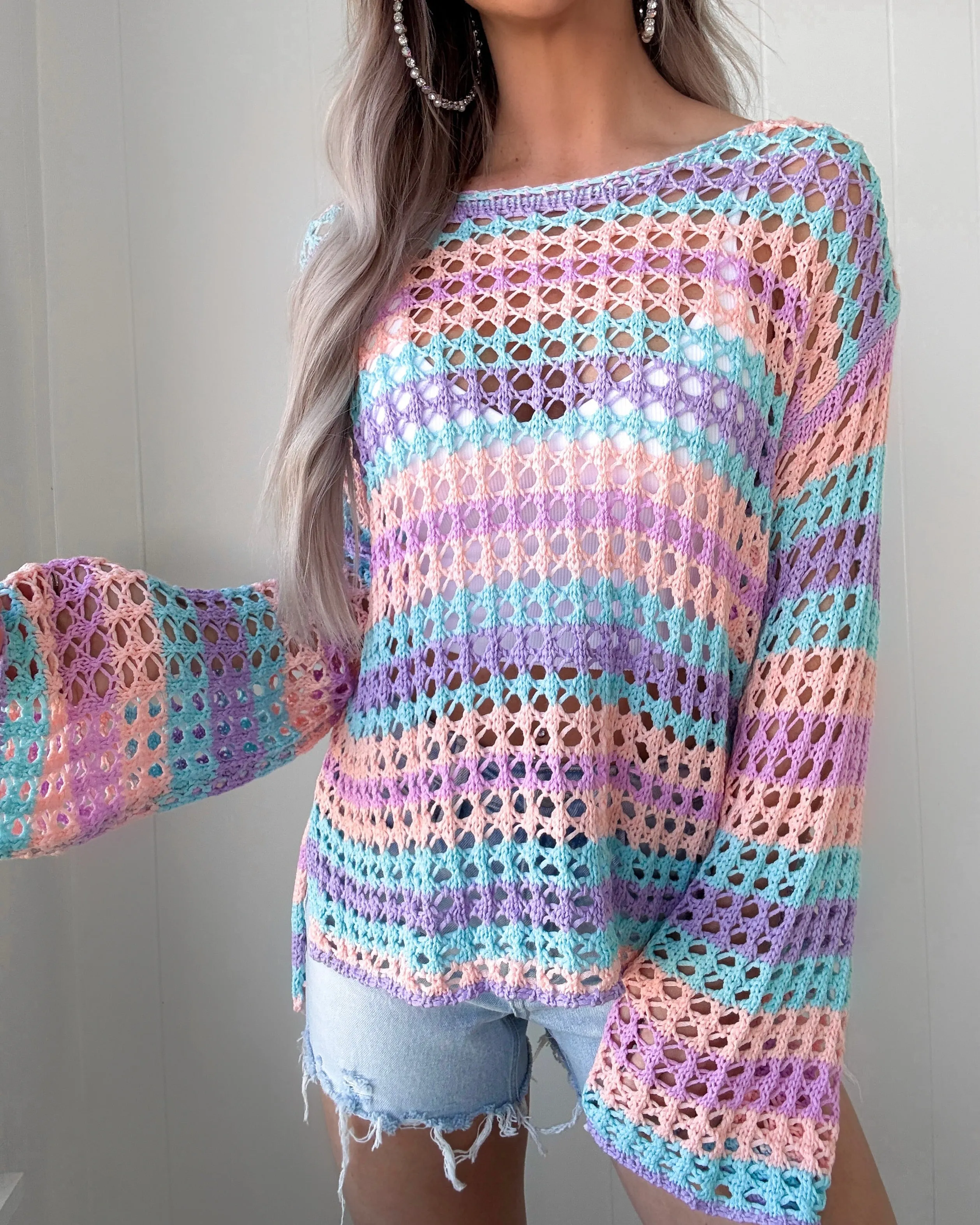 Coastal Stripes Knit Sweater - Purple
