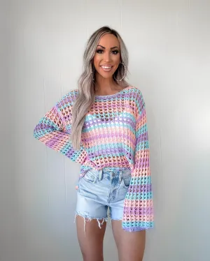 Coastal Stripes Knit Sweater - Purple
