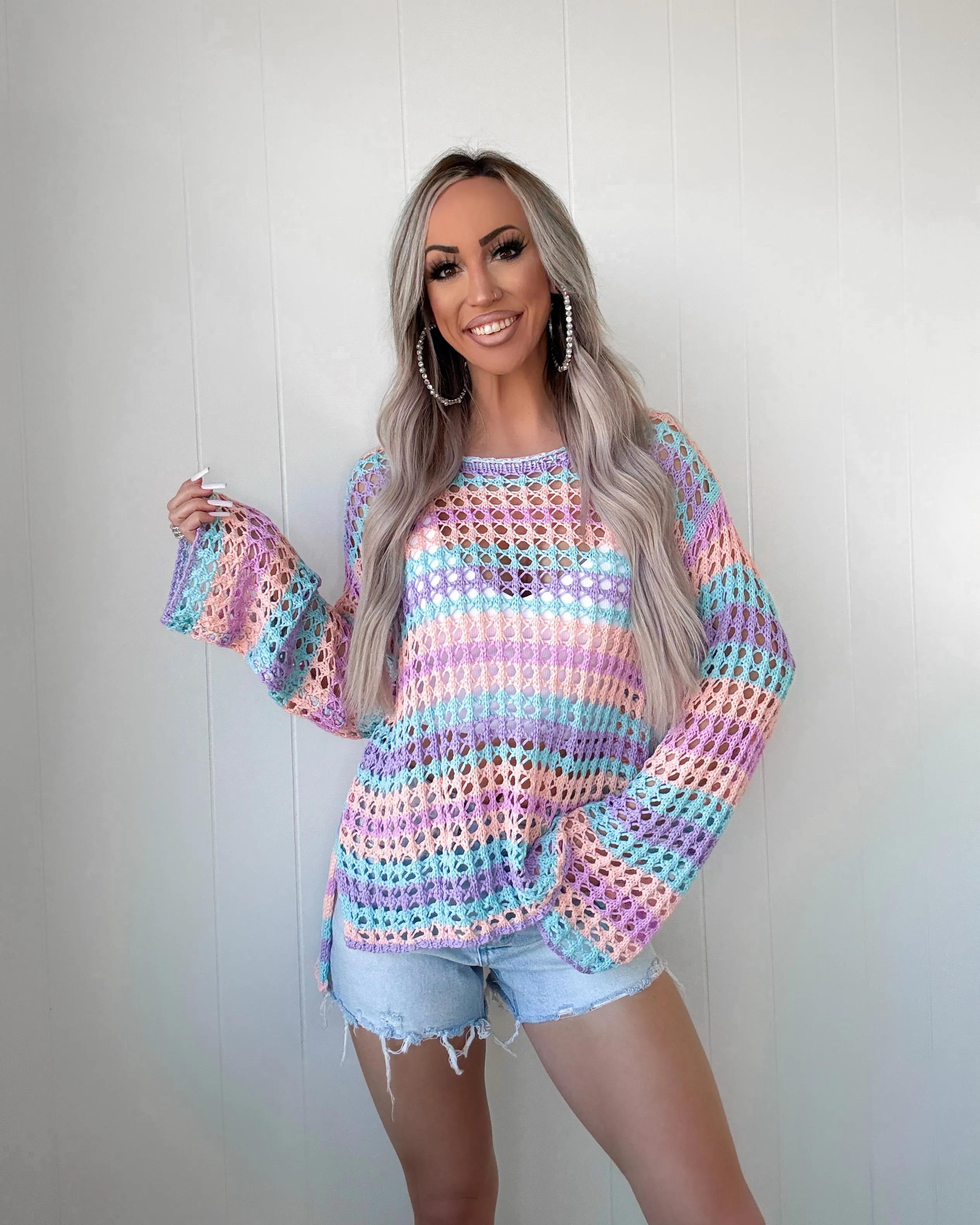 Coastal Stripes Knit Sweater - Purple