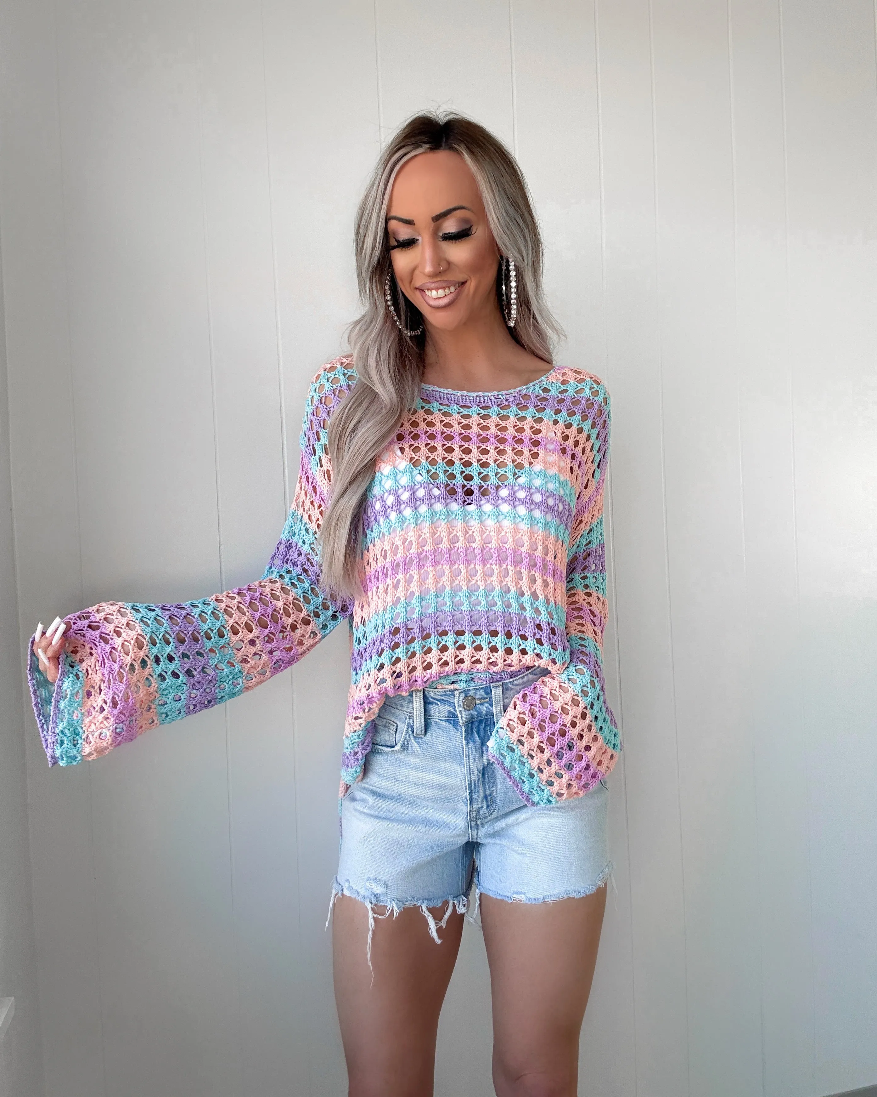 Coastal Stripes Knit Sweater - Purple